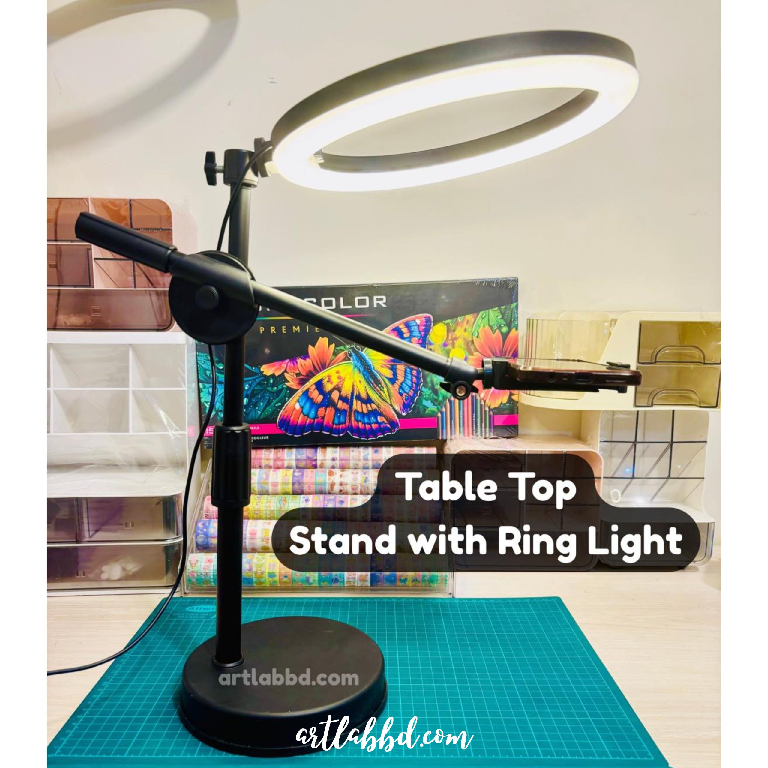 Table Top Stand With Ring Light – Perfect for Content Creators!