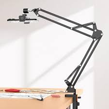 Overhead Video Stand Phone Holder Articulating Arm Tab Mount Boom Arm Articulating Tablet Phone Holder for Streaming Phone Baking Crafting