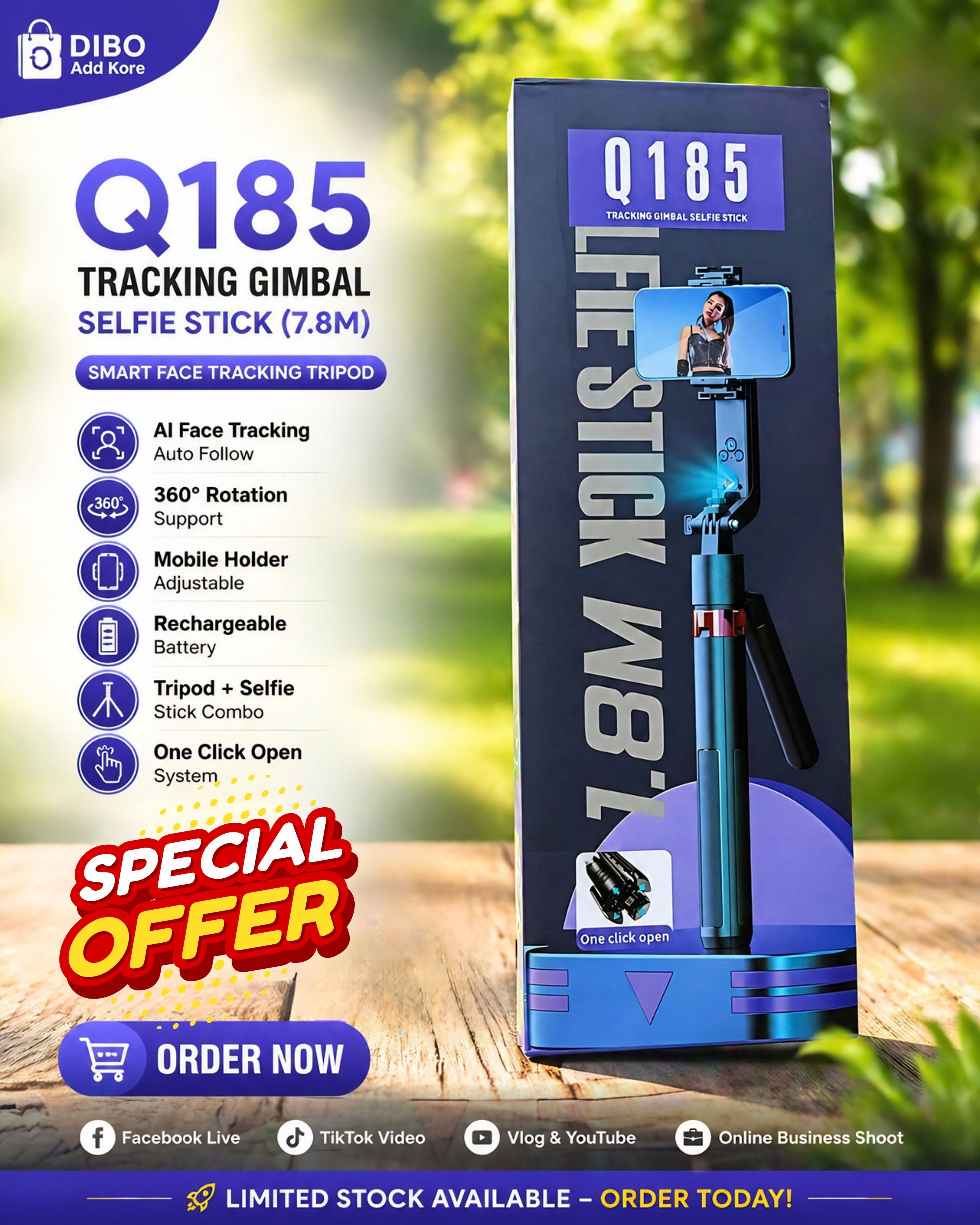 Q185 Tracking Gimbal Selfie Stick