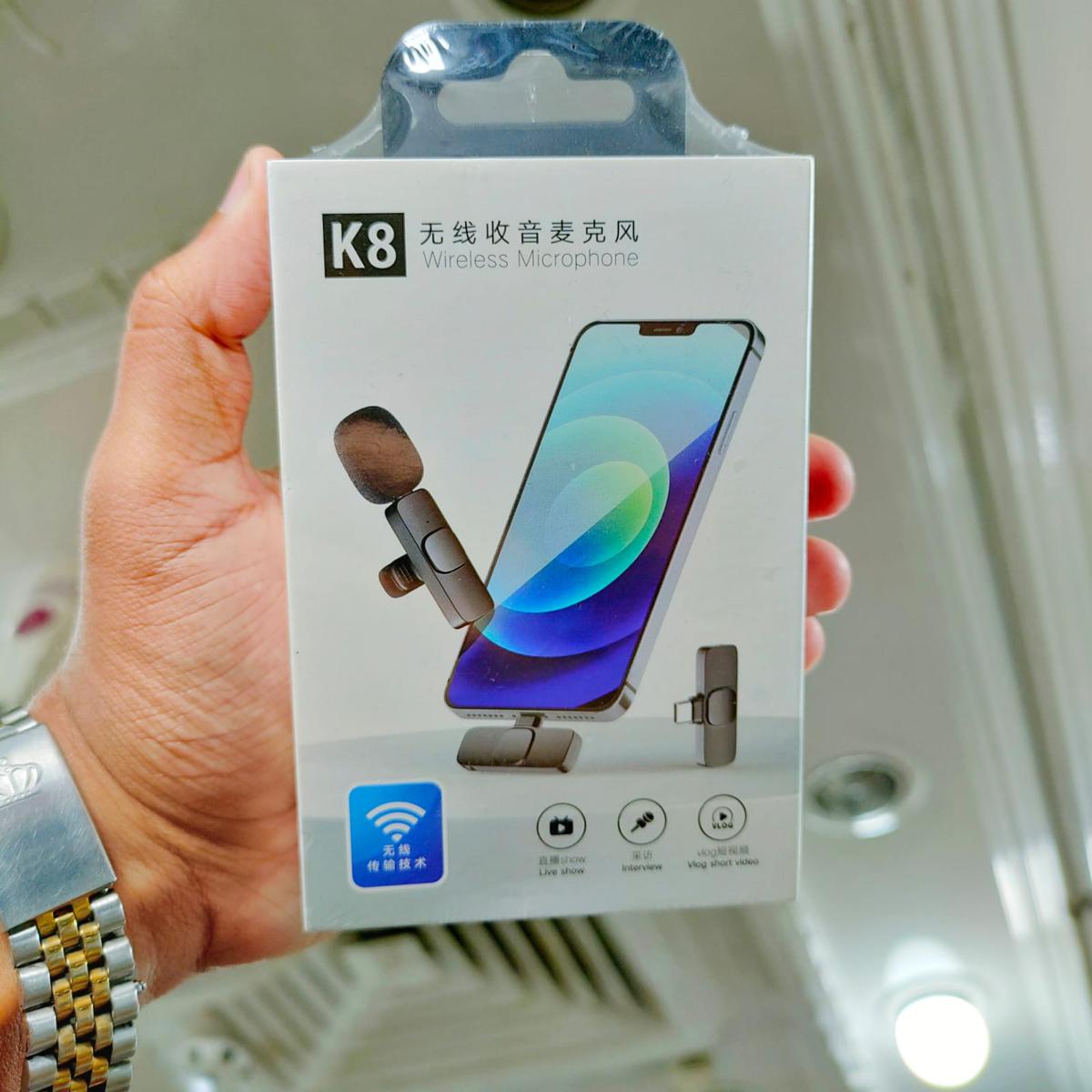 K8 Wireless Microphone( টাইপ সি,মাইক্রো,আইফোন) সকল মোবাইলে হবে।