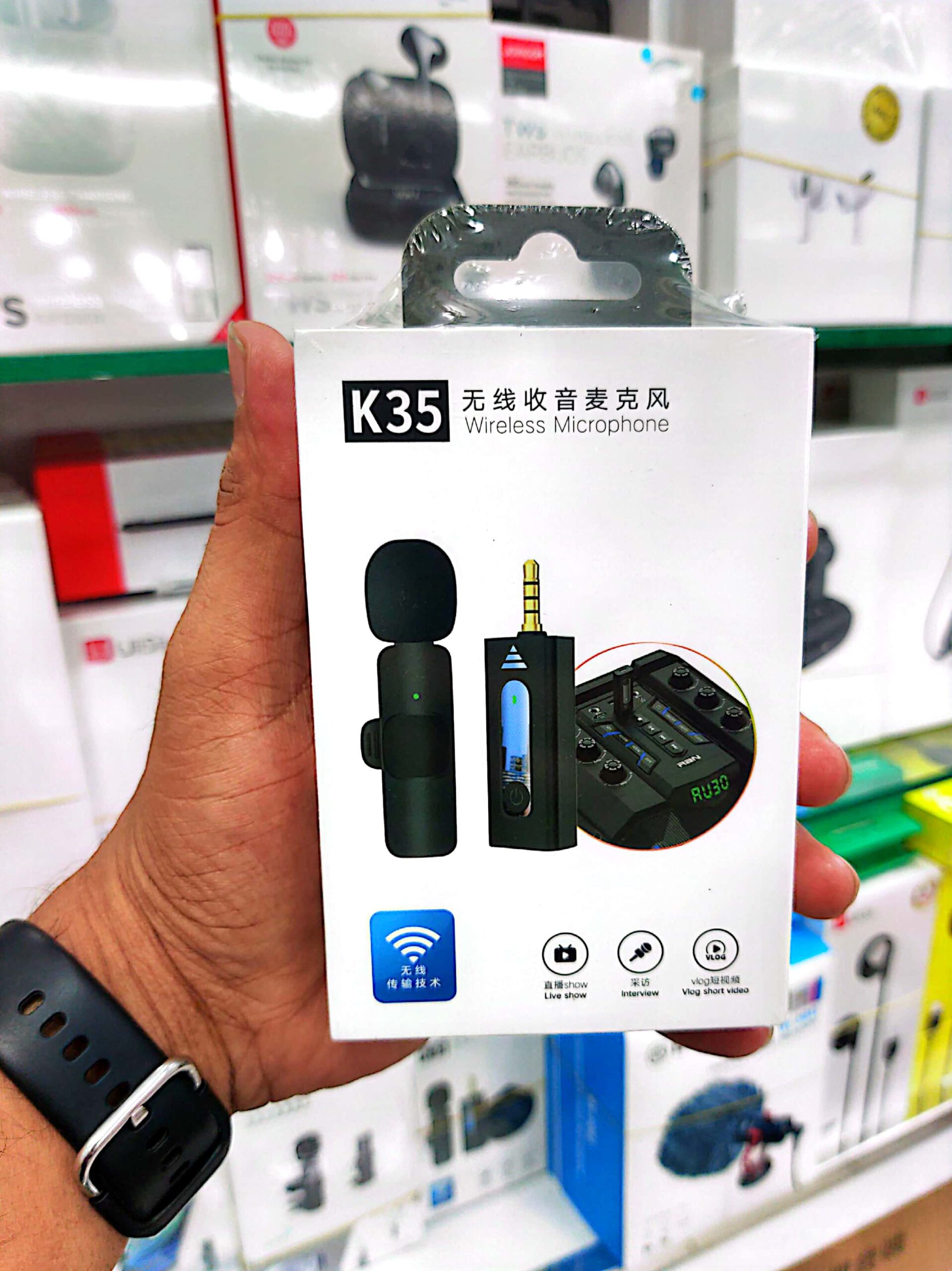 K35 Single Wireless Microphone 100% Authentic for Smartphone, DSLR Camera, Single Mic