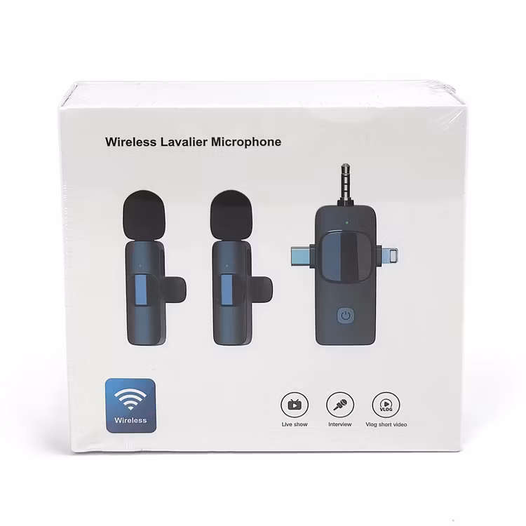 K15 3 in 1 Wireless Lavalier Microphone for Iphone-Android-Tablet